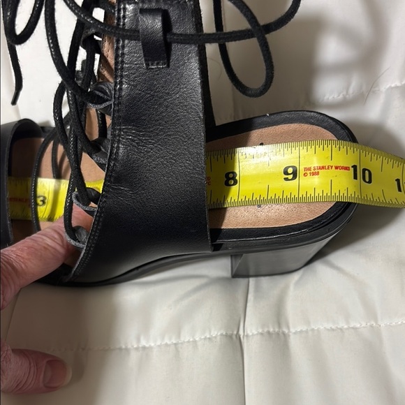 Free People Farylrobin Black Vegan Nights Lace Up Black Strappy Heels - Picture 9 of 10